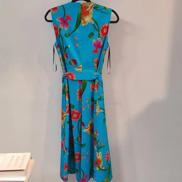 NATORI Floral Midi Dress Size 6 - Picture 2 of 3